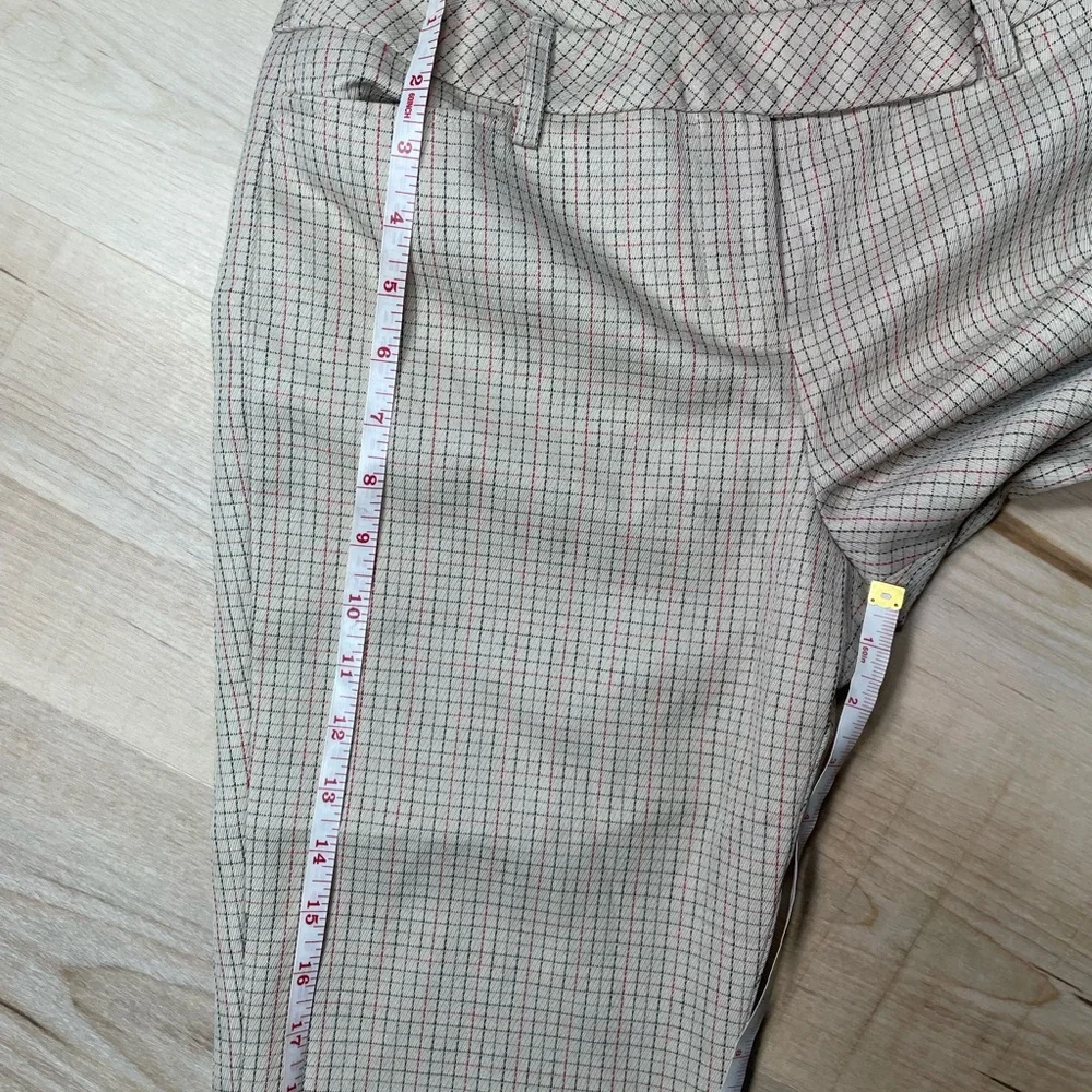 Ann Taylor LOFT Petite Ankle Pants Plaid Career Stretch‎ Beige 4P